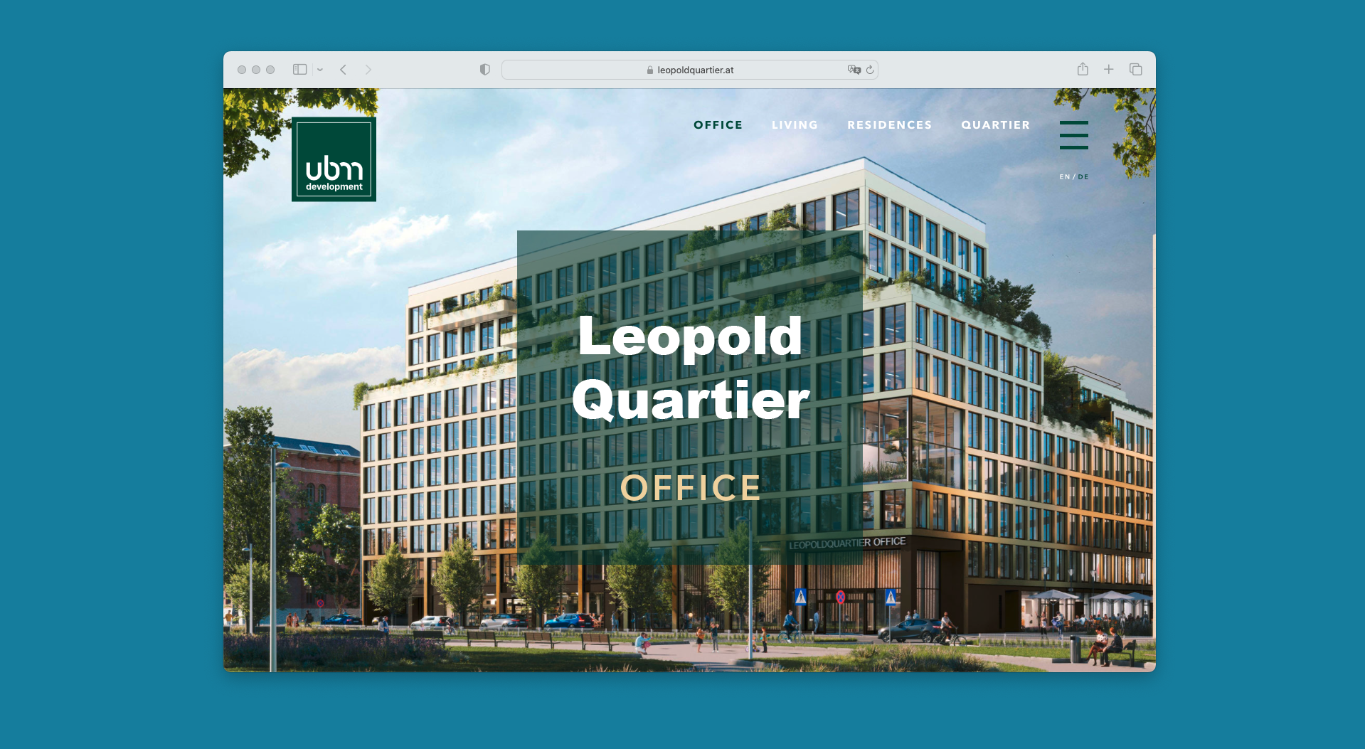 Screenshot der Website 'UBM Leopoldquartier'