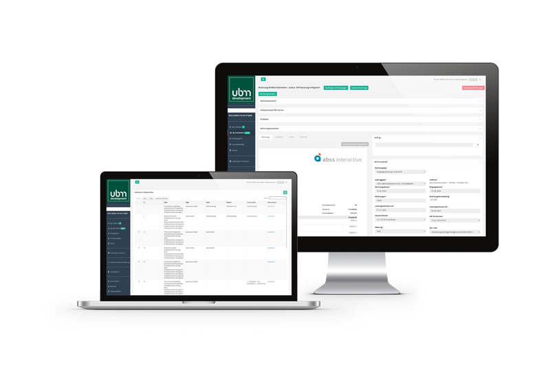 Das digitale Auftragsmanagement-System der UBM Development AG auf unterschiedlichen Bildschirmen